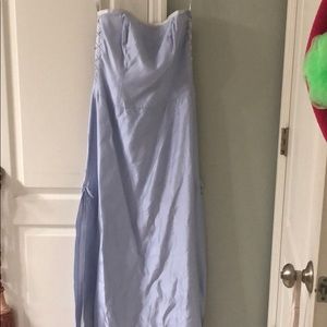 Silver blue bridesmaid dress strapless